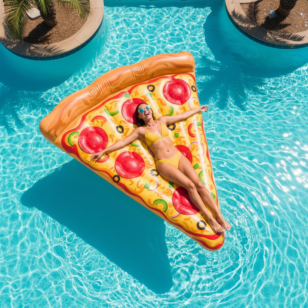 Pizza slice pool float lifestyle shot